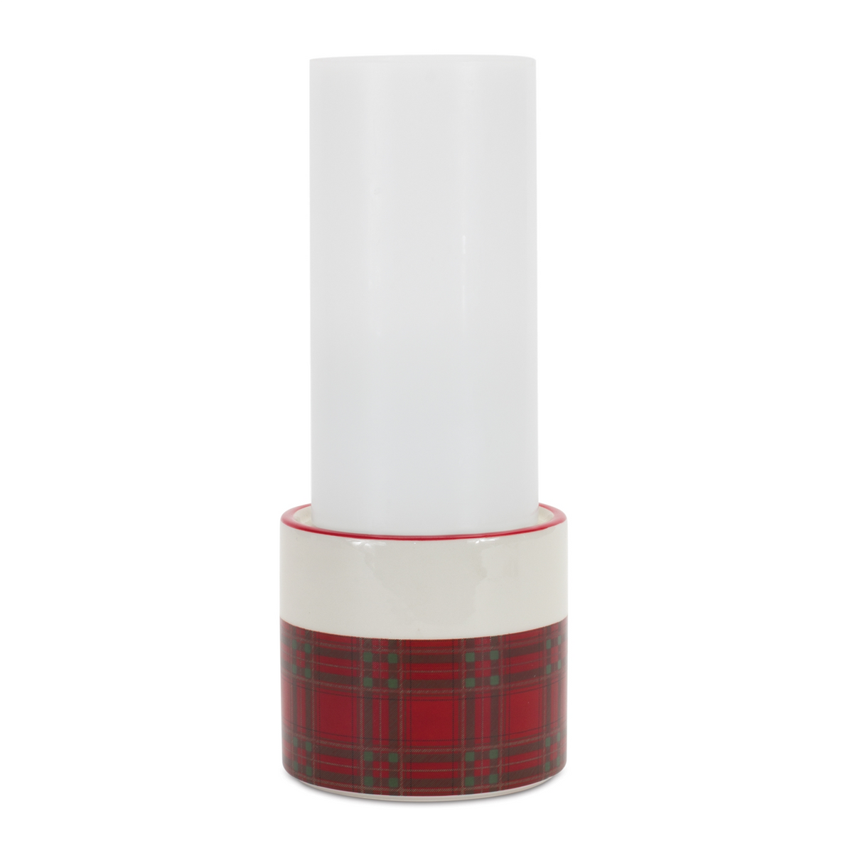 Winter Plaid Ceramic Candle Holder (Set of 2) -Ship Only