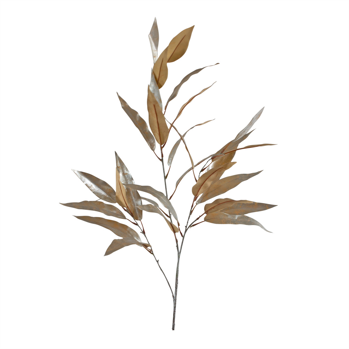Gold Long Blade Eucalyptus Leaf Spray (Set of 6) -Ship Only