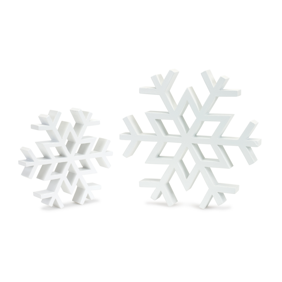 Traditional White Wood Cut Out Snowflake Decor (Set of 12) -Ship Only