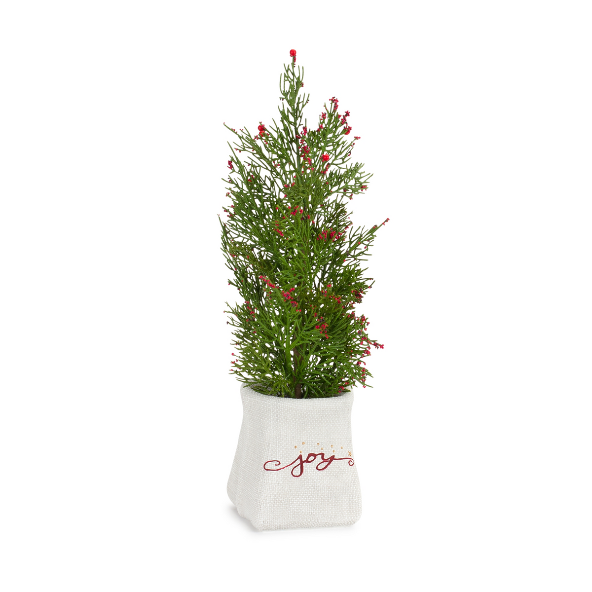 Mini Pine Tree with Berries in Ceramic Pot (Set of 2) -Ship Only