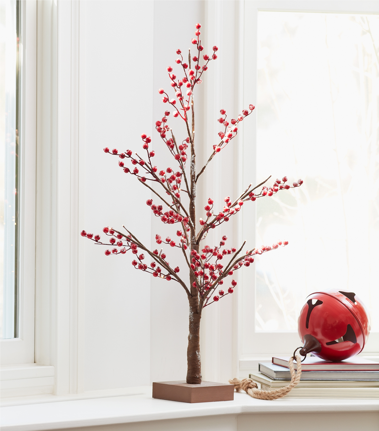 LED Lighted Frosted Berry Twig Tree with Base 38"H -Ship Only