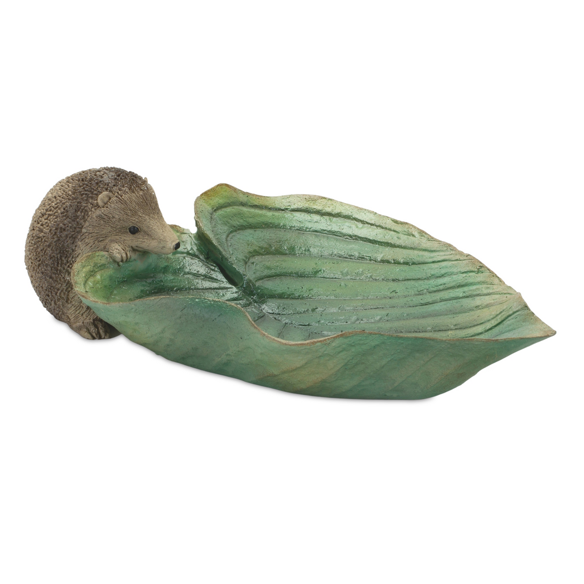 Hedgehog w/ Leaf and Umbrella (Set of 2) 10.25"L x 3.5"H, 13.25"L x 4"H Resin -Ship Only