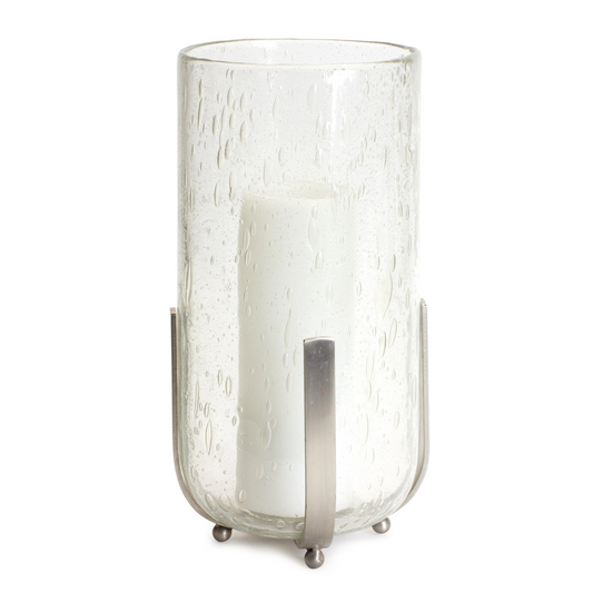 Candle Holder or Vase 6.25"D x 12.5"H Iron/Glass -Ship Only