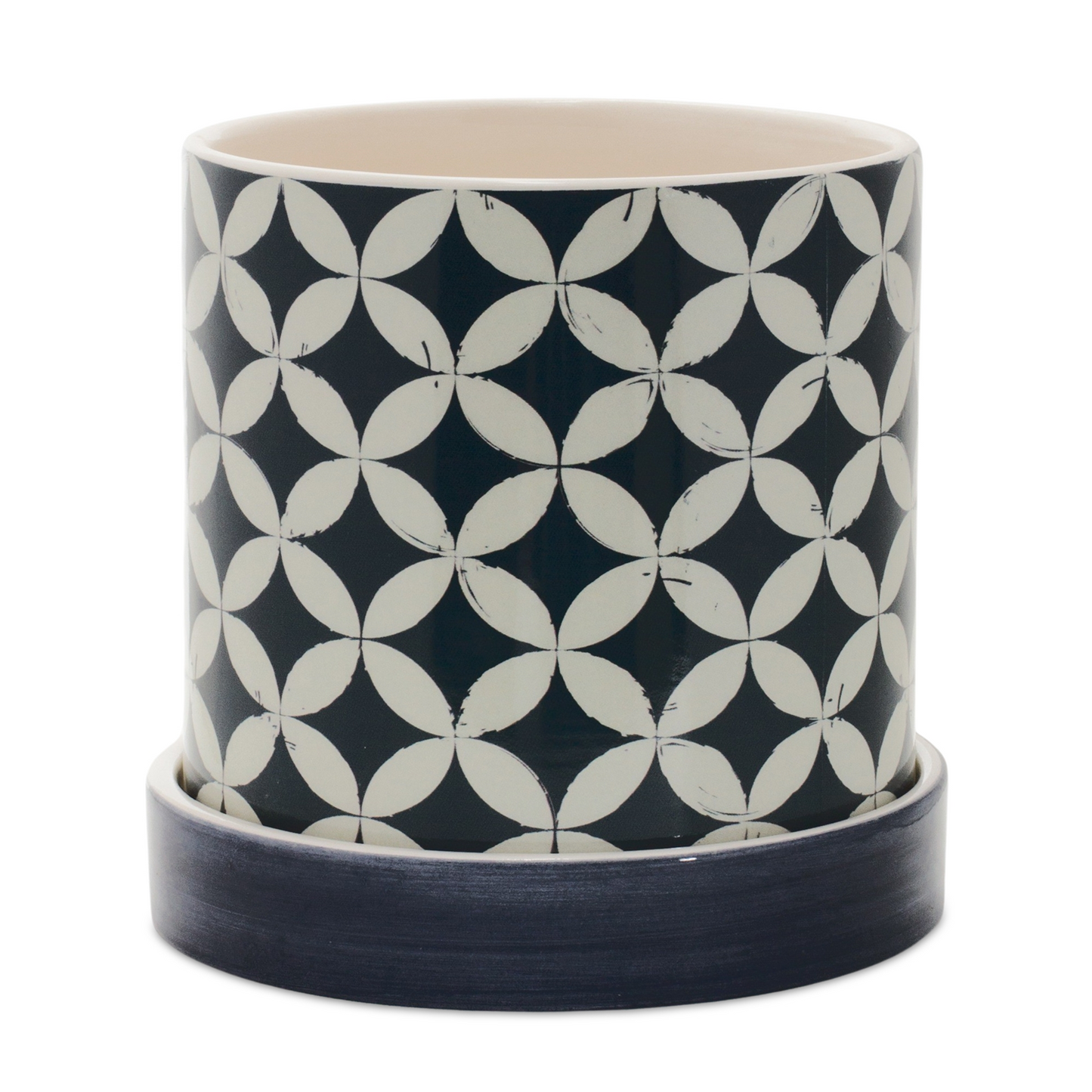 Geometric Pattern Planter with Plate (Set of 2) -Ship Only