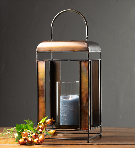 Lantern 7.25"L x 13.5"H Metal/Glass -Ship Only