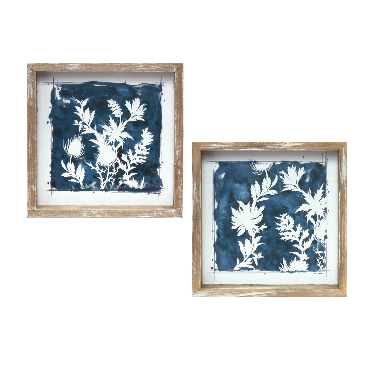 Wood Framed Floral Outline Print (Set of 6) -Ship Only