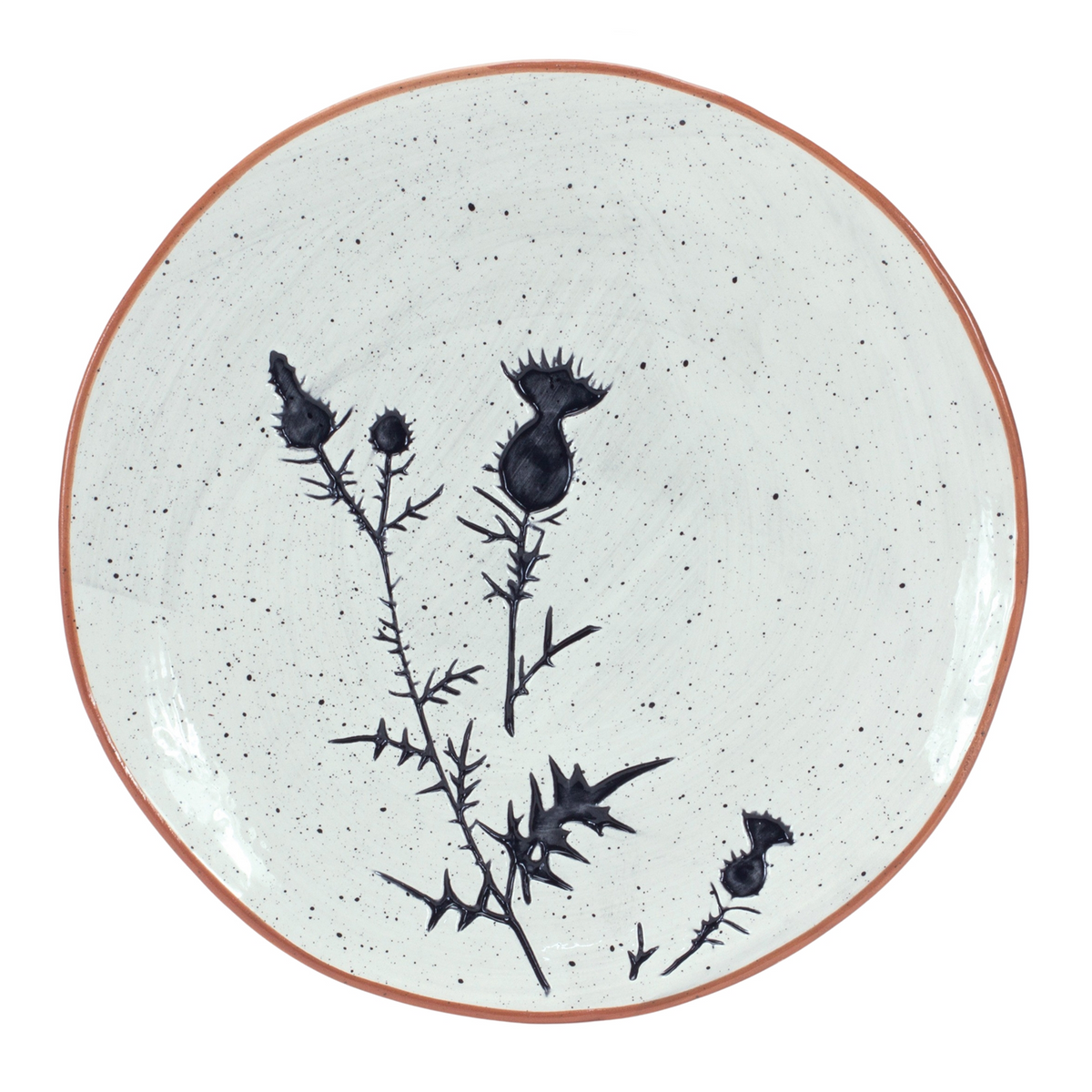 Rustic Thistle Etched Plate with Speckled Finish (Set of 4) -Ship Only