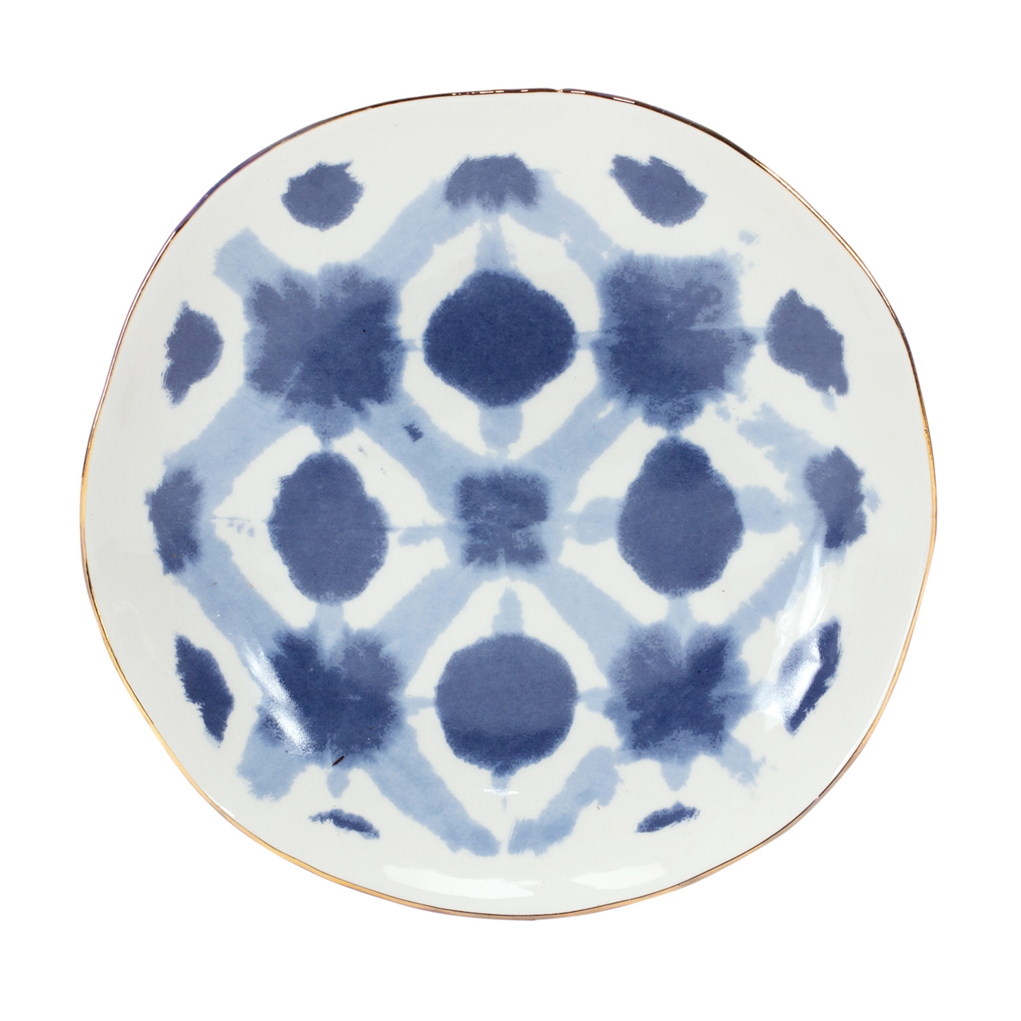 Coastal Tie-Dye Design Ceramic Plate (Set of 4) -Ship Only