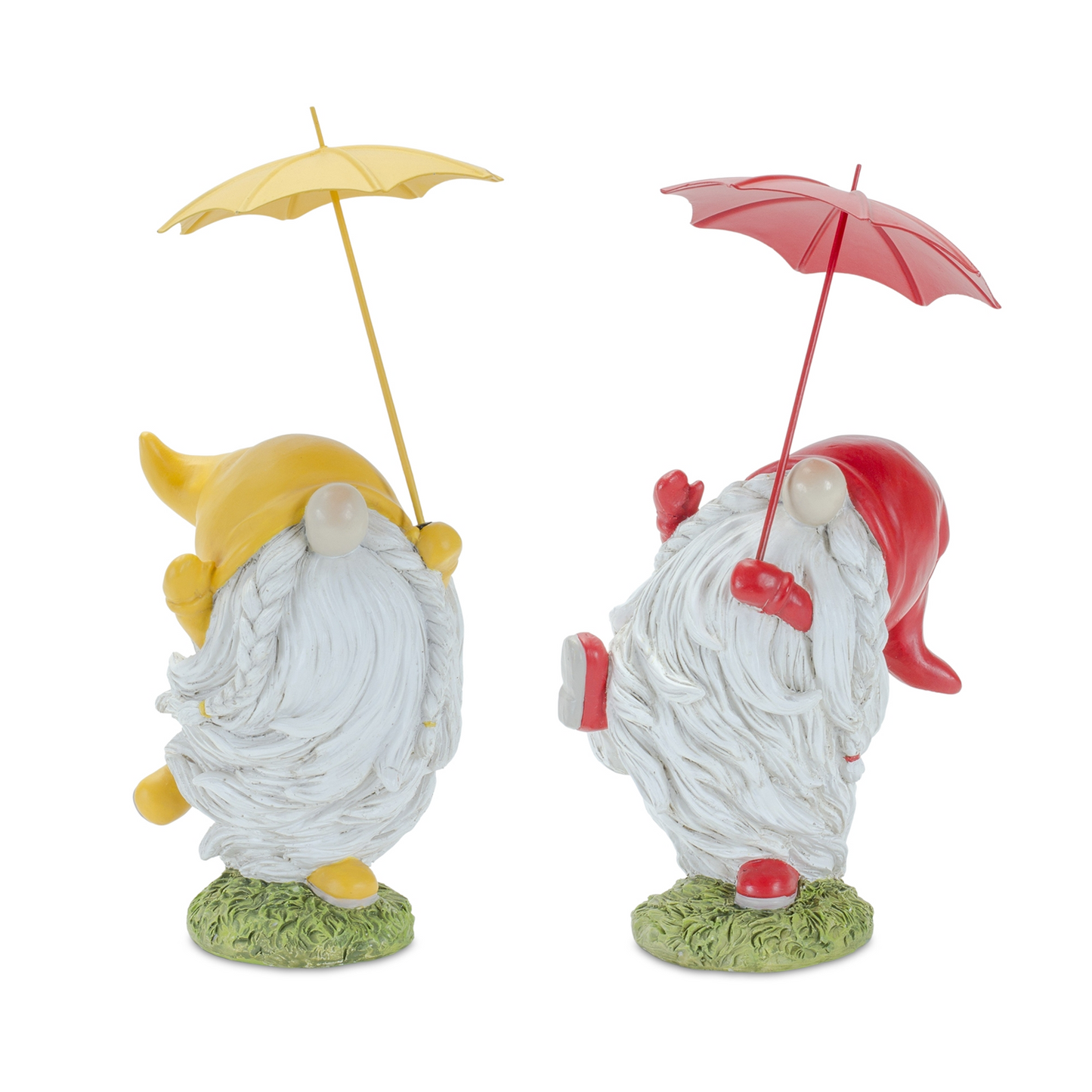 Whimsical Dancing Garden Gnome Figurine with Umbrella (Set of 4) -Ship Only