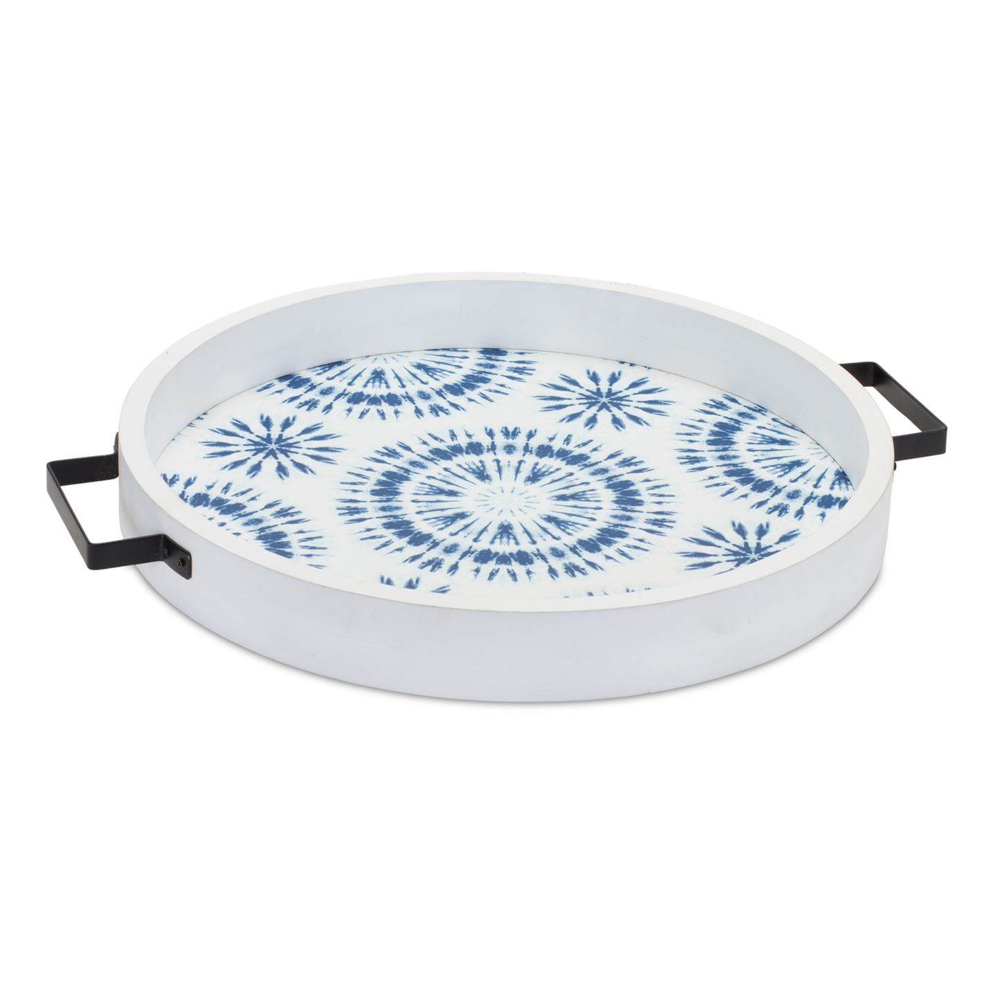 Round Wooden Tie-Dye Design Tray (Set of 2) -Ship Only