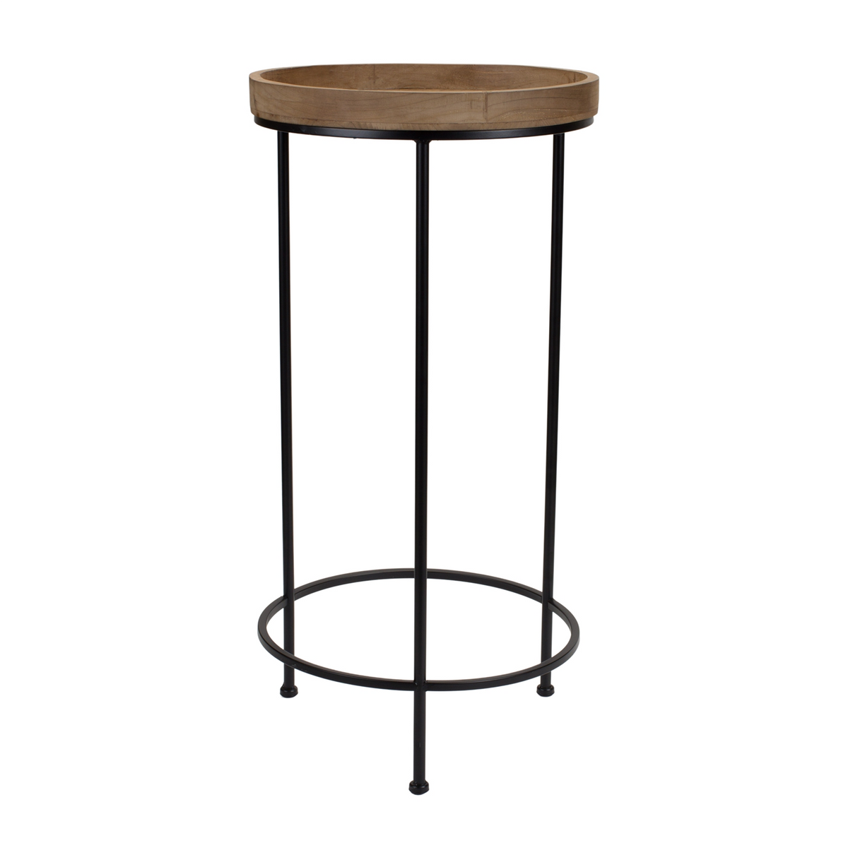 Round Wood and Metal Plant Stand Table (Set of 3) -Ship Only