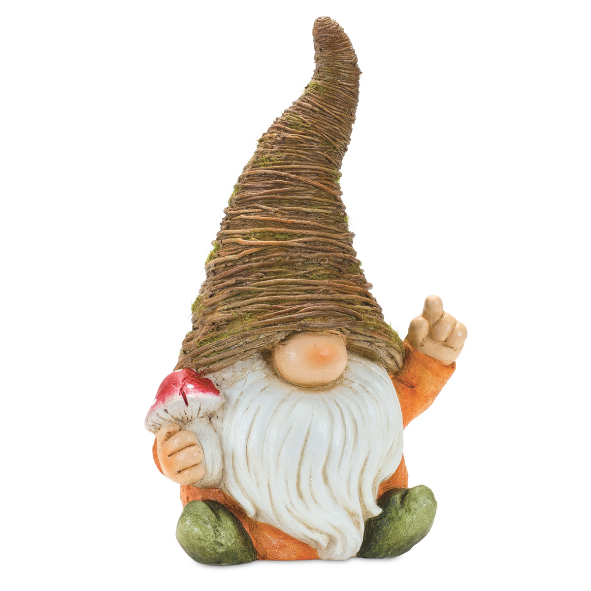 Distressed Garden Gnome Statue with Mushroom and Flower Accent (Set of 2) -Ship Only