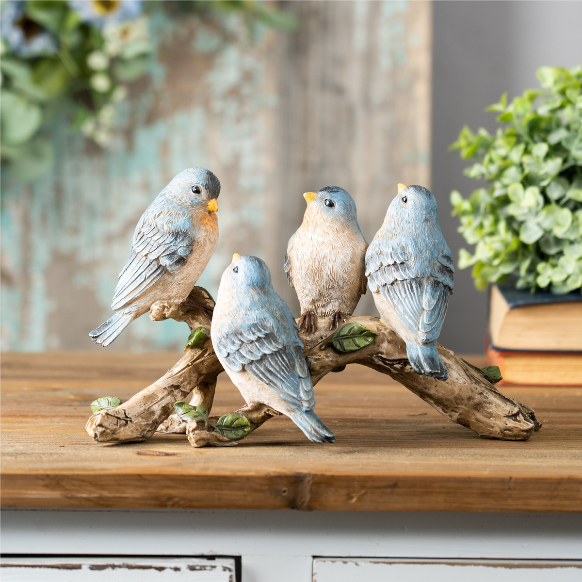 Blue Birds on Branch Figurine 11"L -Ship Only