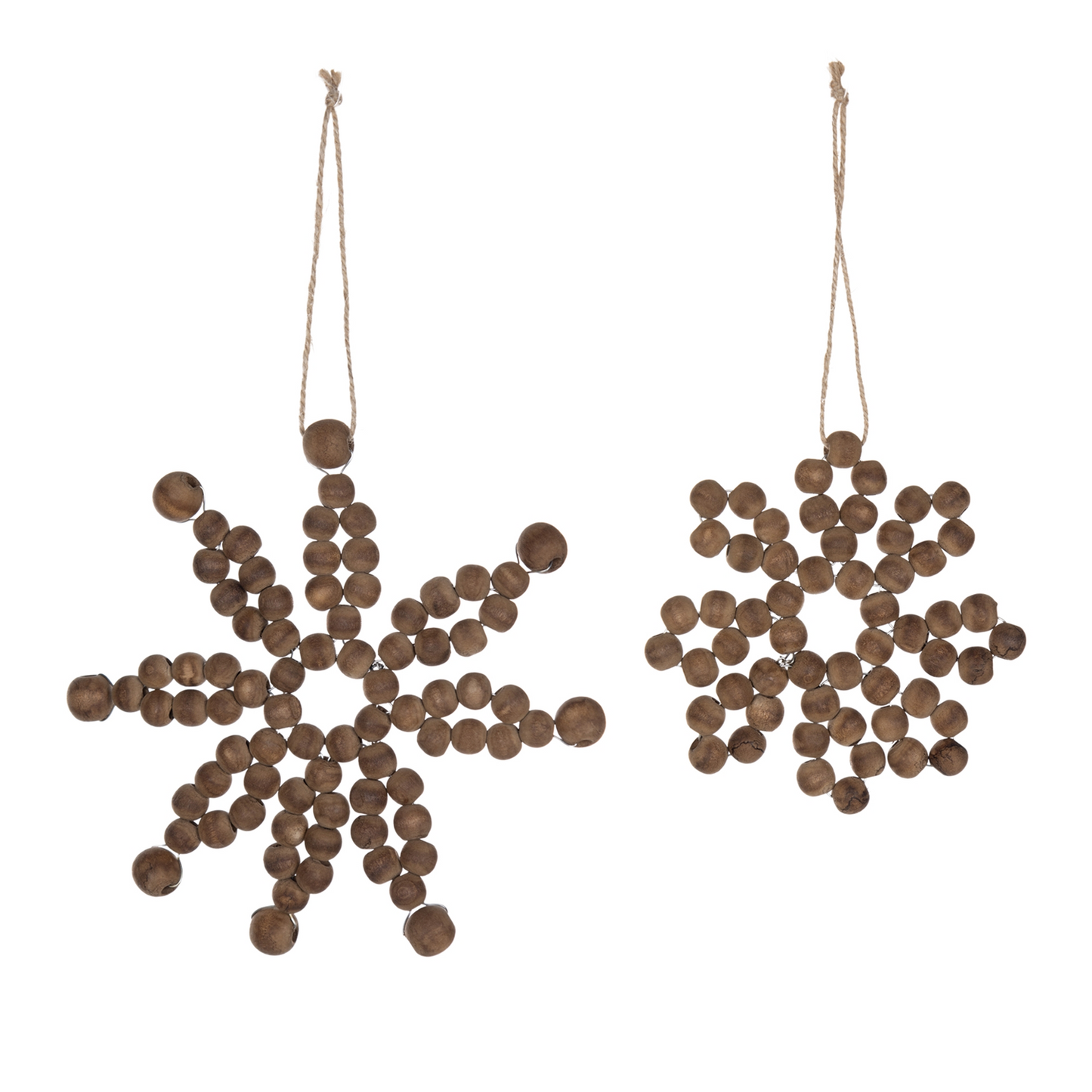 Wood Bead Snowflake Ornament (Set of 12) -Ship Only