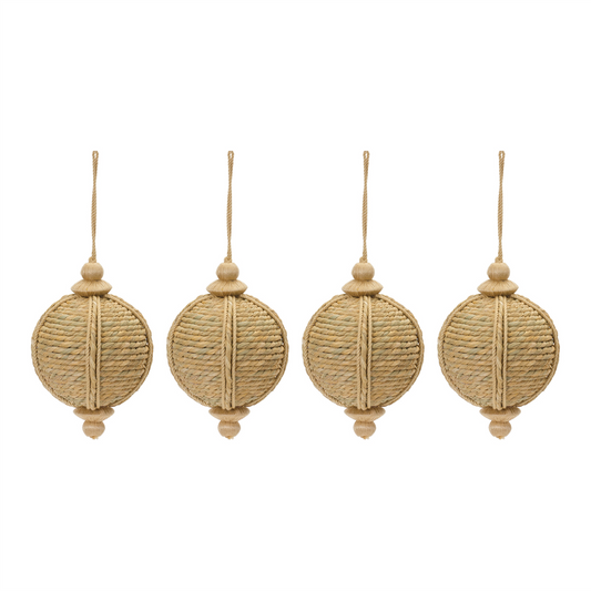 Onion Ornament (Set of 4) 4"D x 6"H Jute -Ship Only