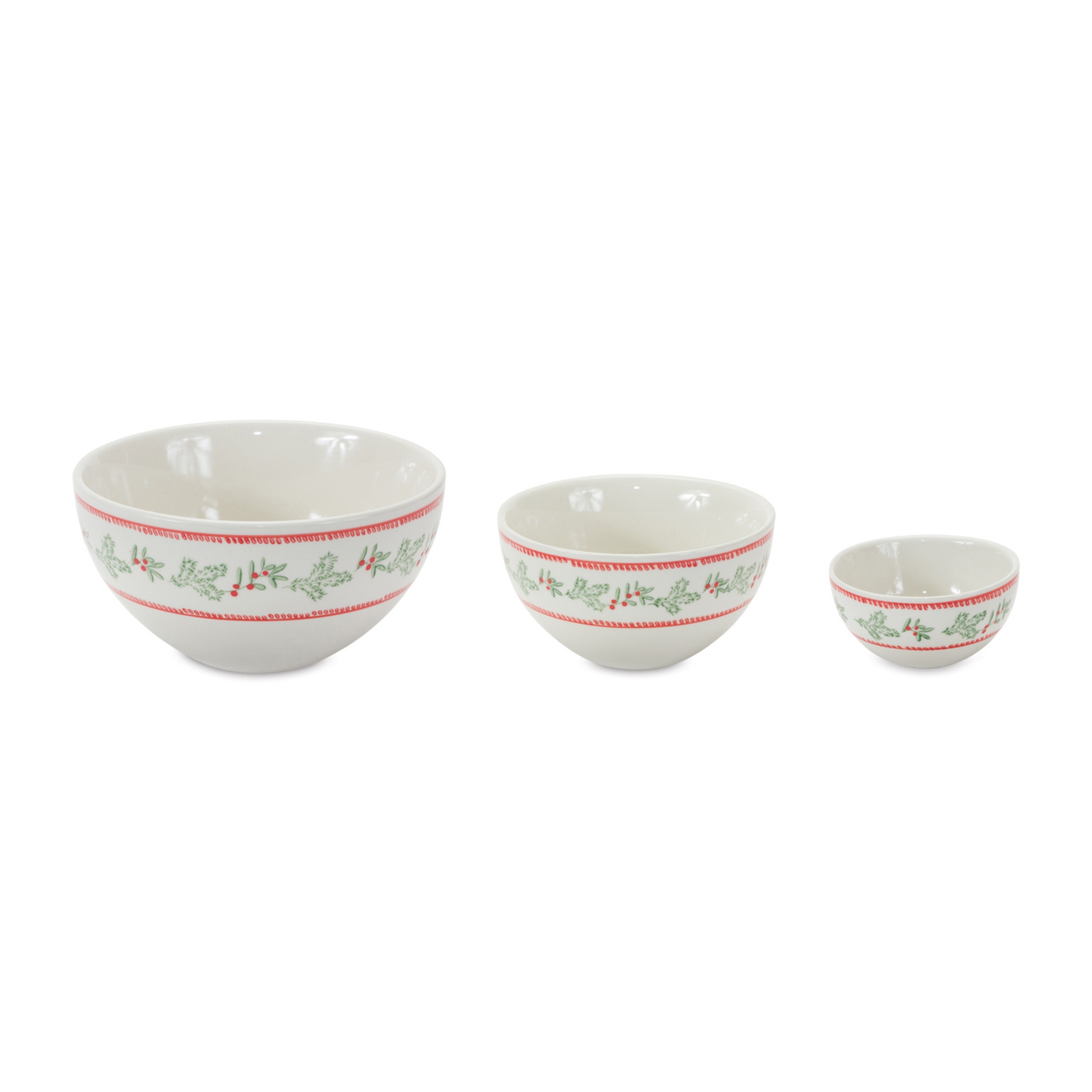Stoneware Mistletoe Bowl (Set of 3) -Ship Only
