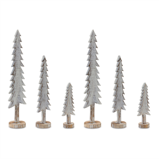 Tree (Set of 6) 10"H, 16"H, 21.5"H Wood -Ship Only