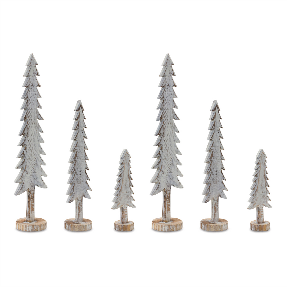 Tree (Set of 6) 10"H, 16"H, 21.5"H Wood -Ship Only
