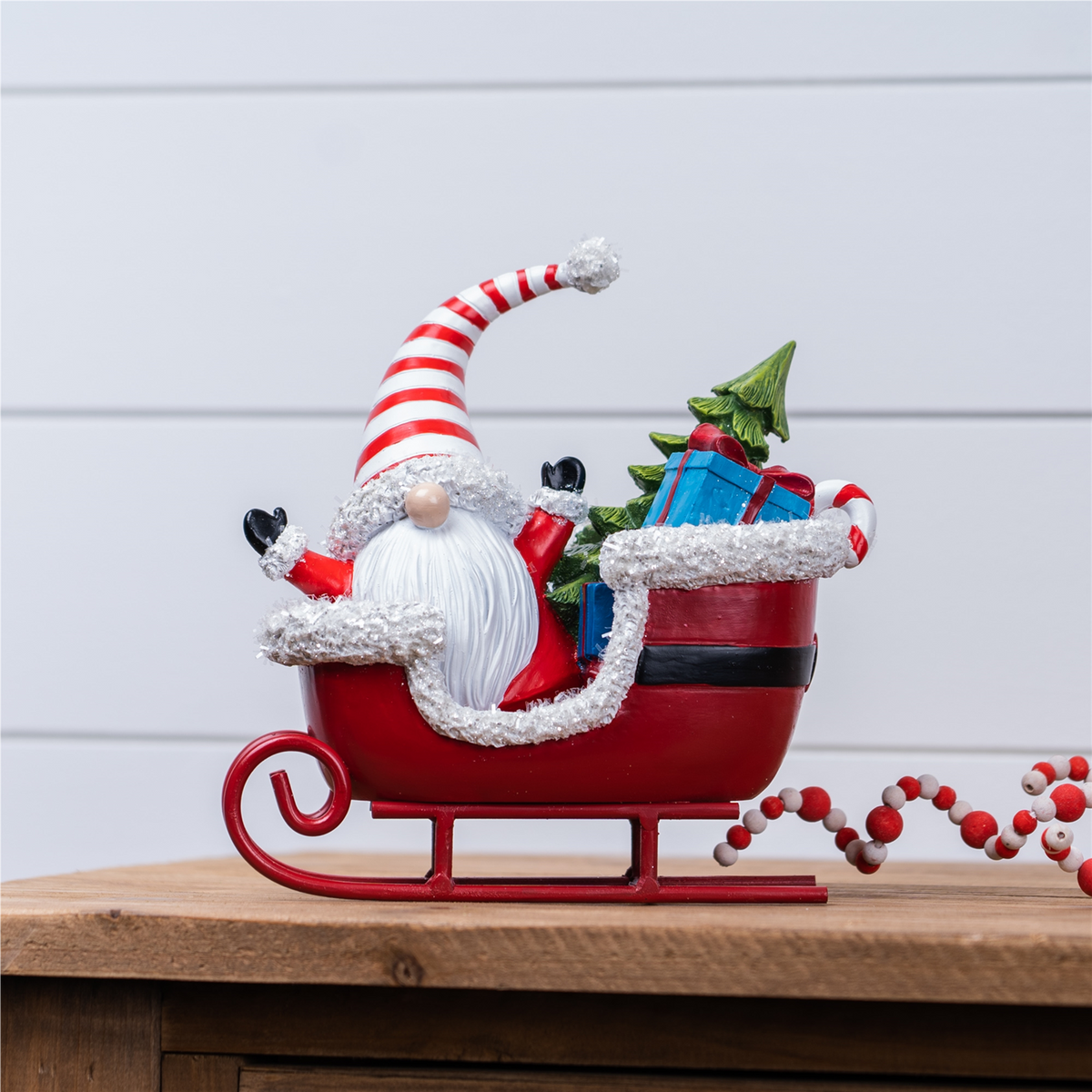 Santa Gnome in Sleigh Figurine (Set of 2) -Ship Only