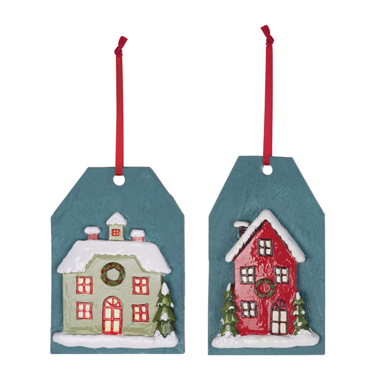 Winter House Tag Ornament (Set of 6) -Ship Only