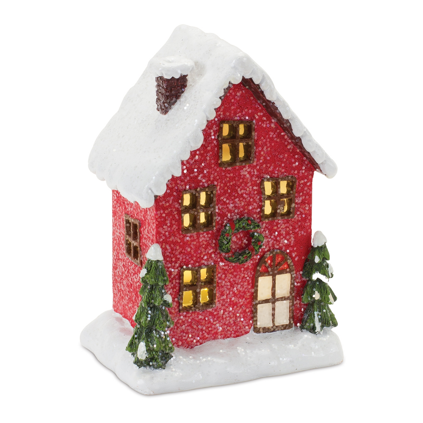 LED House (Set of 2) 5.75"H, 6"H Resin 2 AA Batteries, Not Included -Ship Only