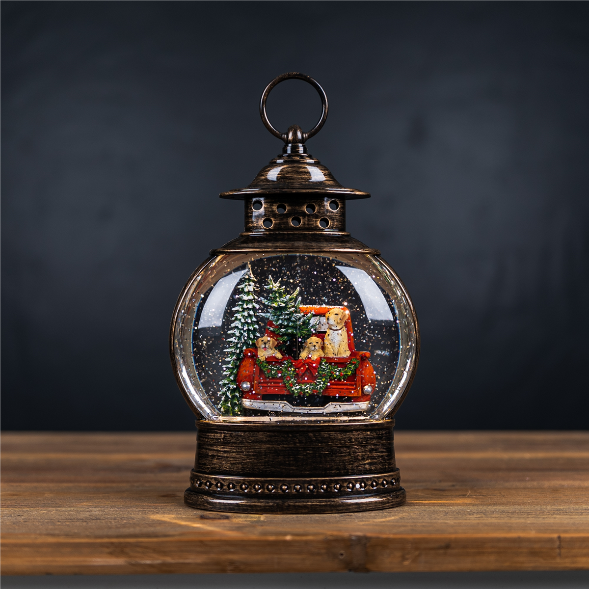 LED Snow Globe with Pickup Truck 11.5"H -Ship Only