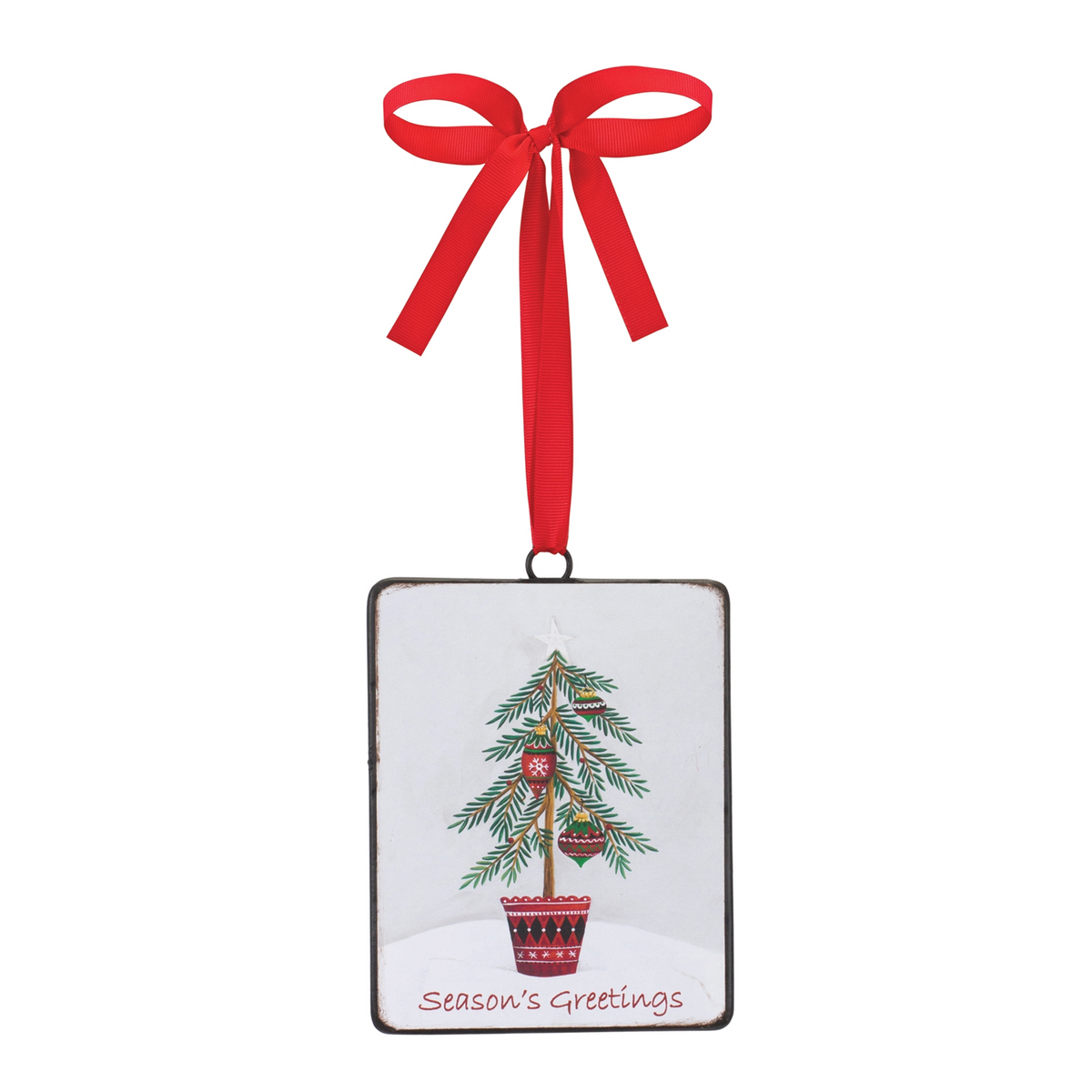 Seasons Greetings Pine Tree Ornament (Set of 12) -Ship Only