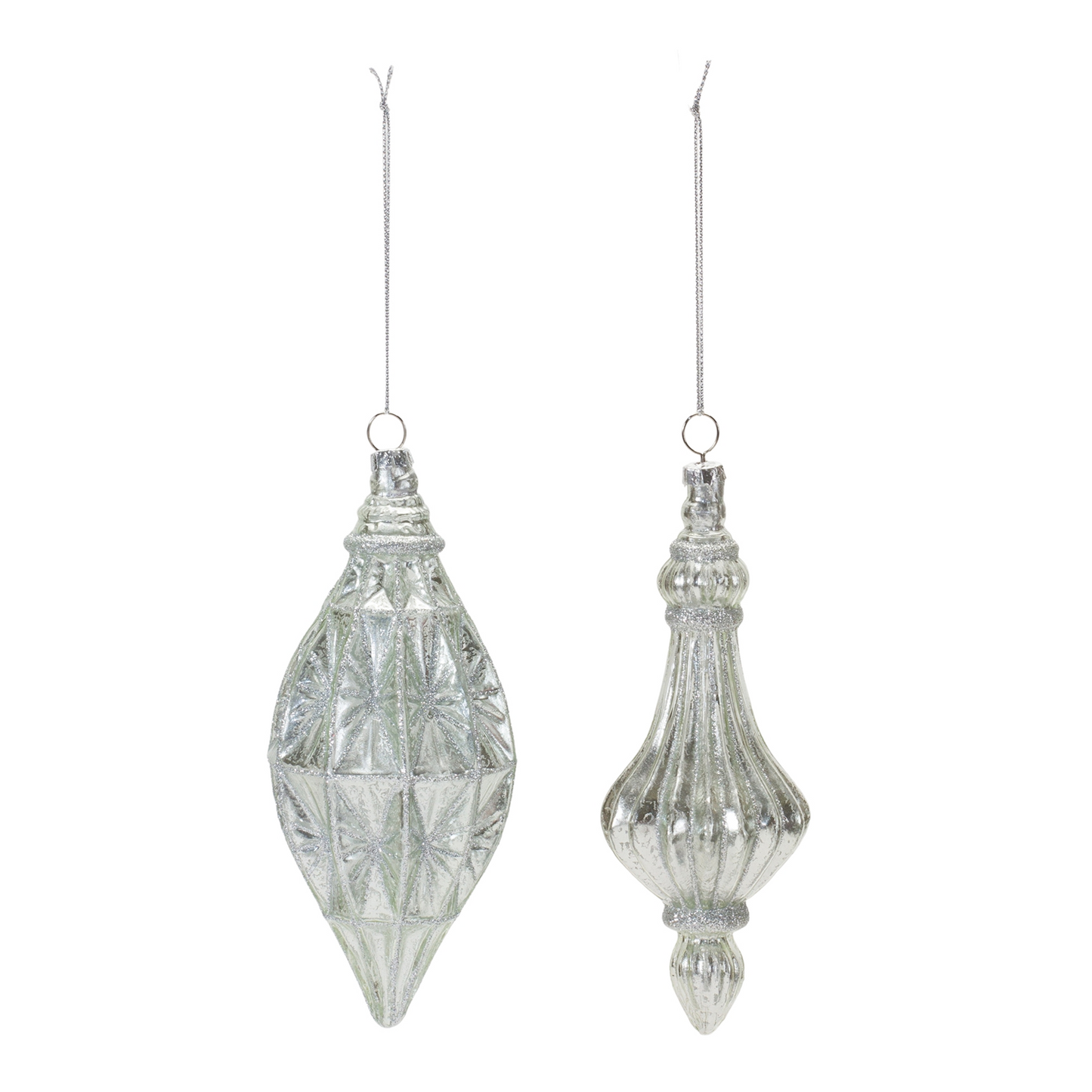 Glittered Glass Drop Ornament (Set of 12) -Ship Only