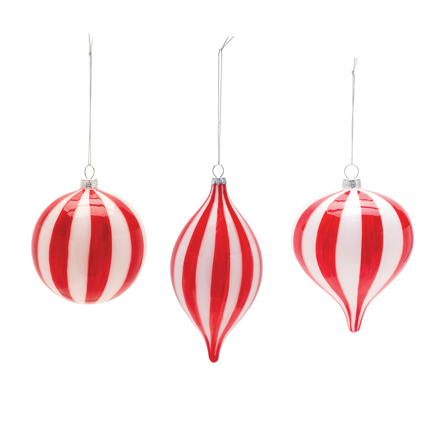 Striped Glass Ornament (Set of 6) -Ship Only