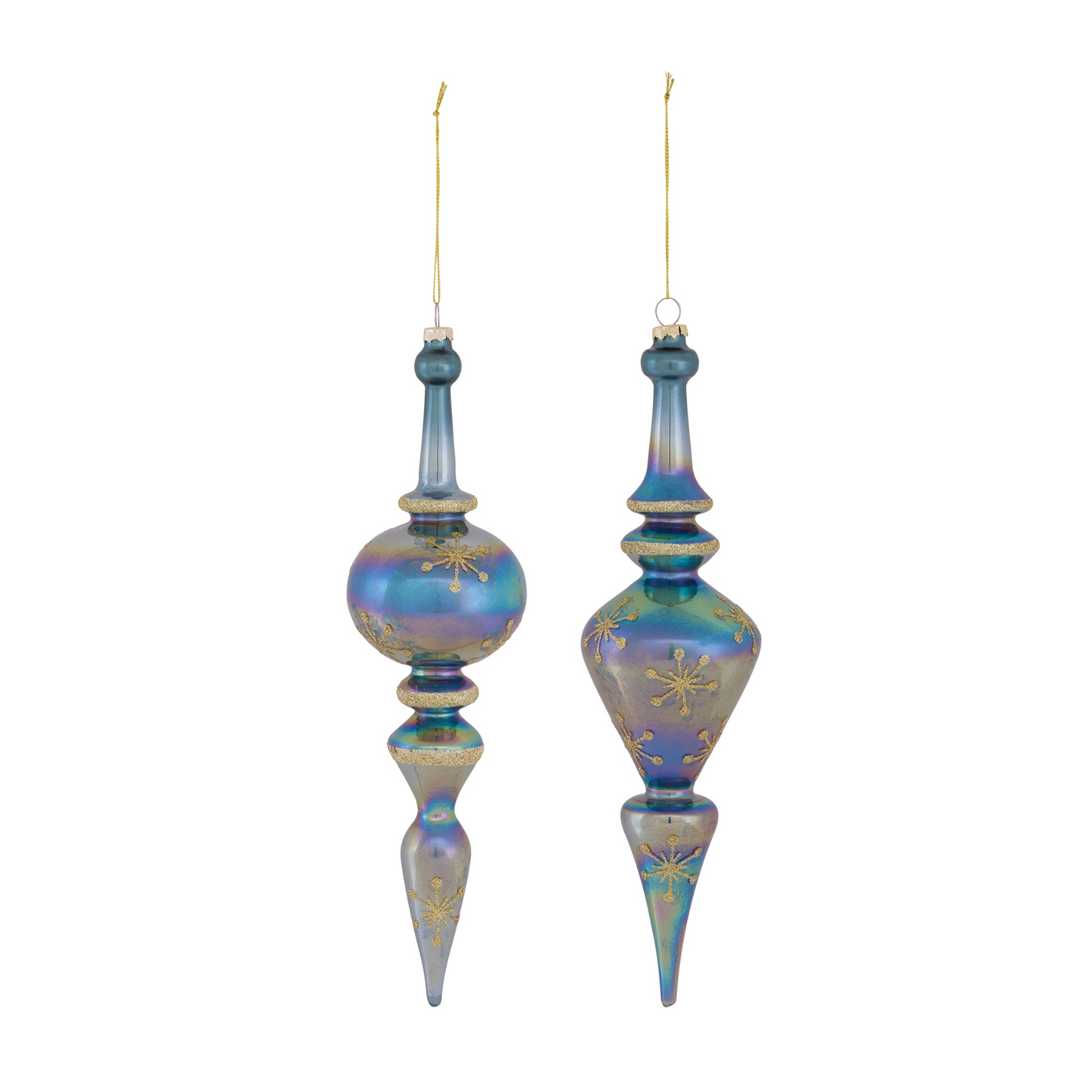 Irredescent Glass Finial Drop Ornament (Set of 6) -Ship Only