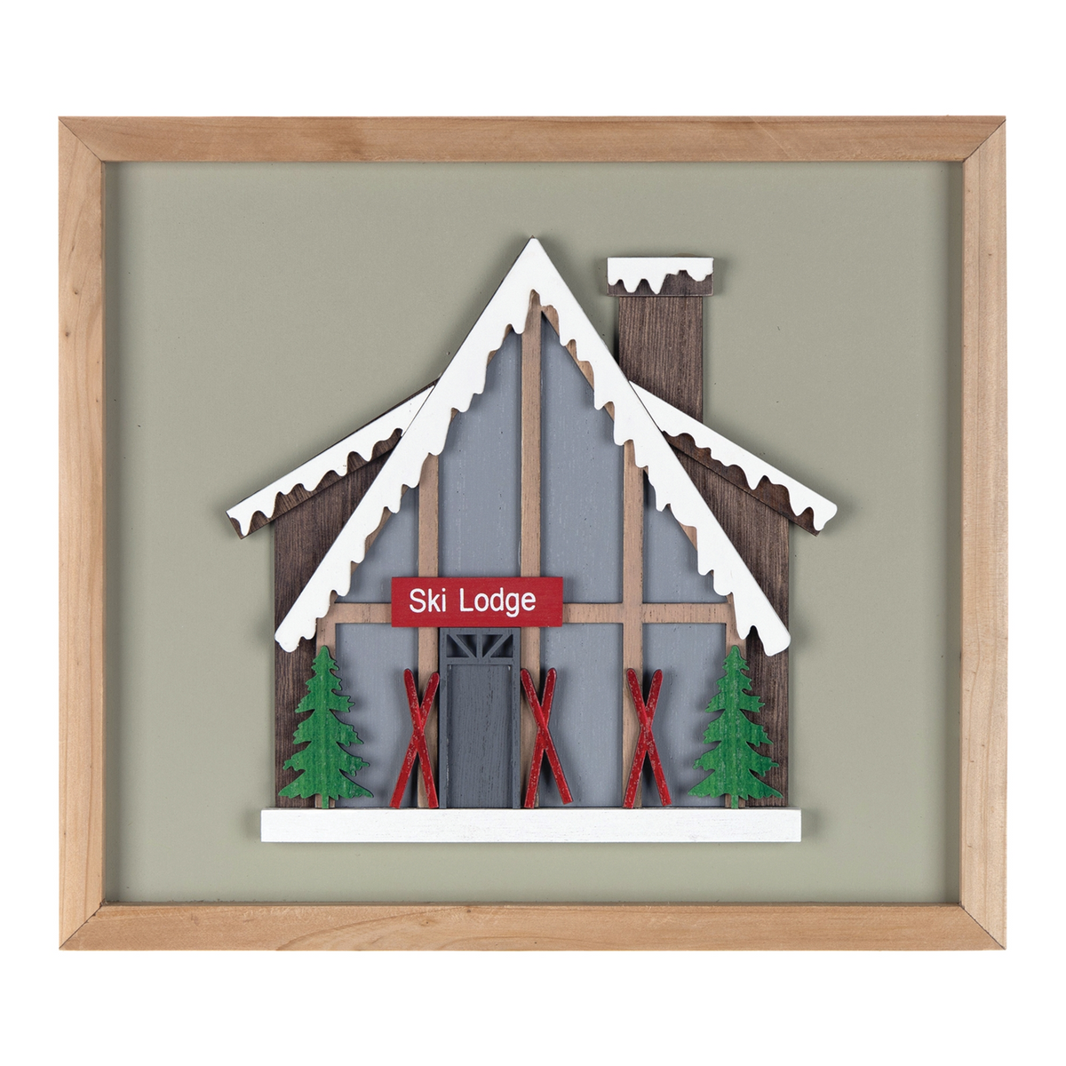 Framed Ski Lodge Wall Art (Set of 4) -Ship Only