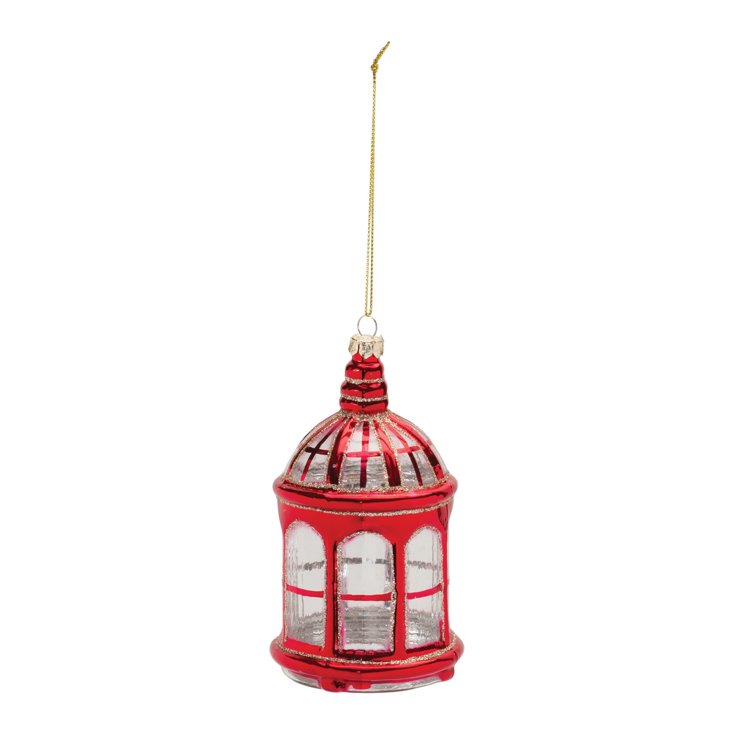 Glittered Glass Lantern Ornament (Set of 6) -Ship Only