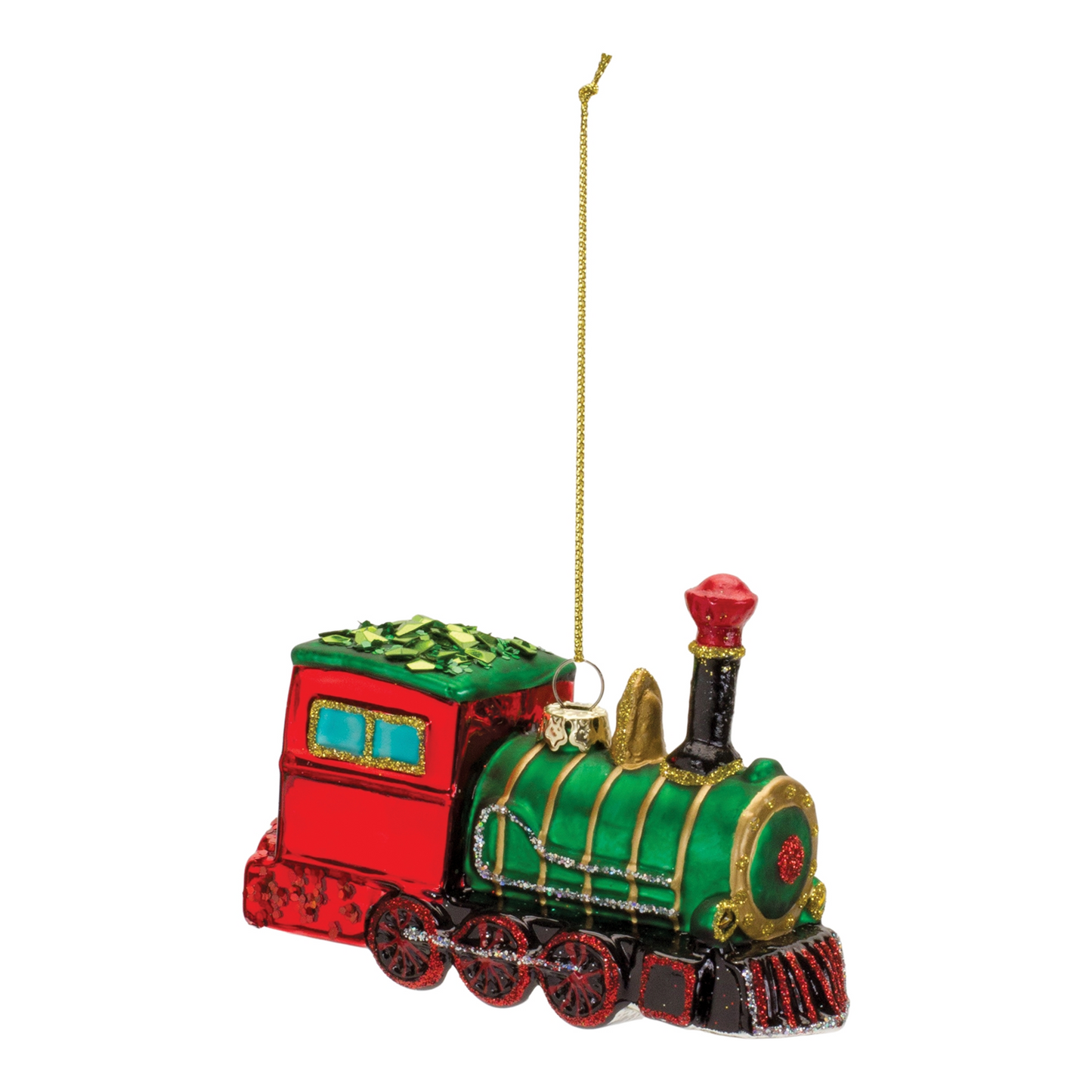 Glittered Glass Train Ornament (Set of 6) -Ship Only