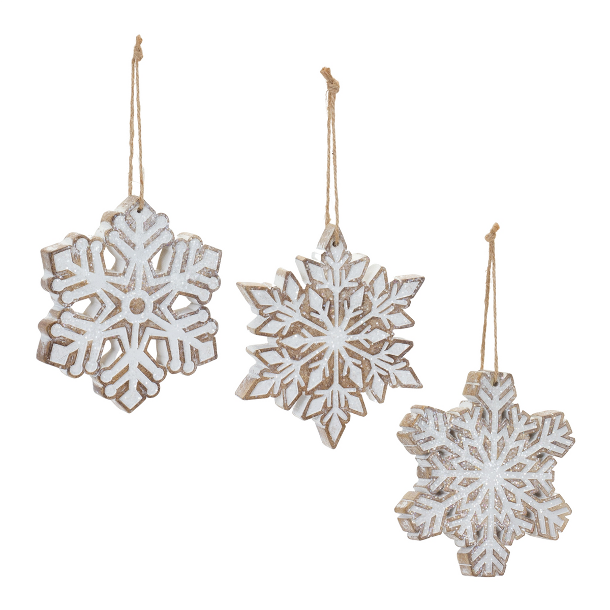 Glittered Snowflake Ornament (Set of 3) -Ship Only