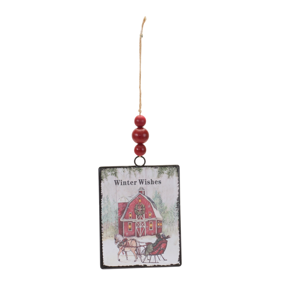 Glass Winter Wishes Barn Ornament (Set of 12) -Ship Only