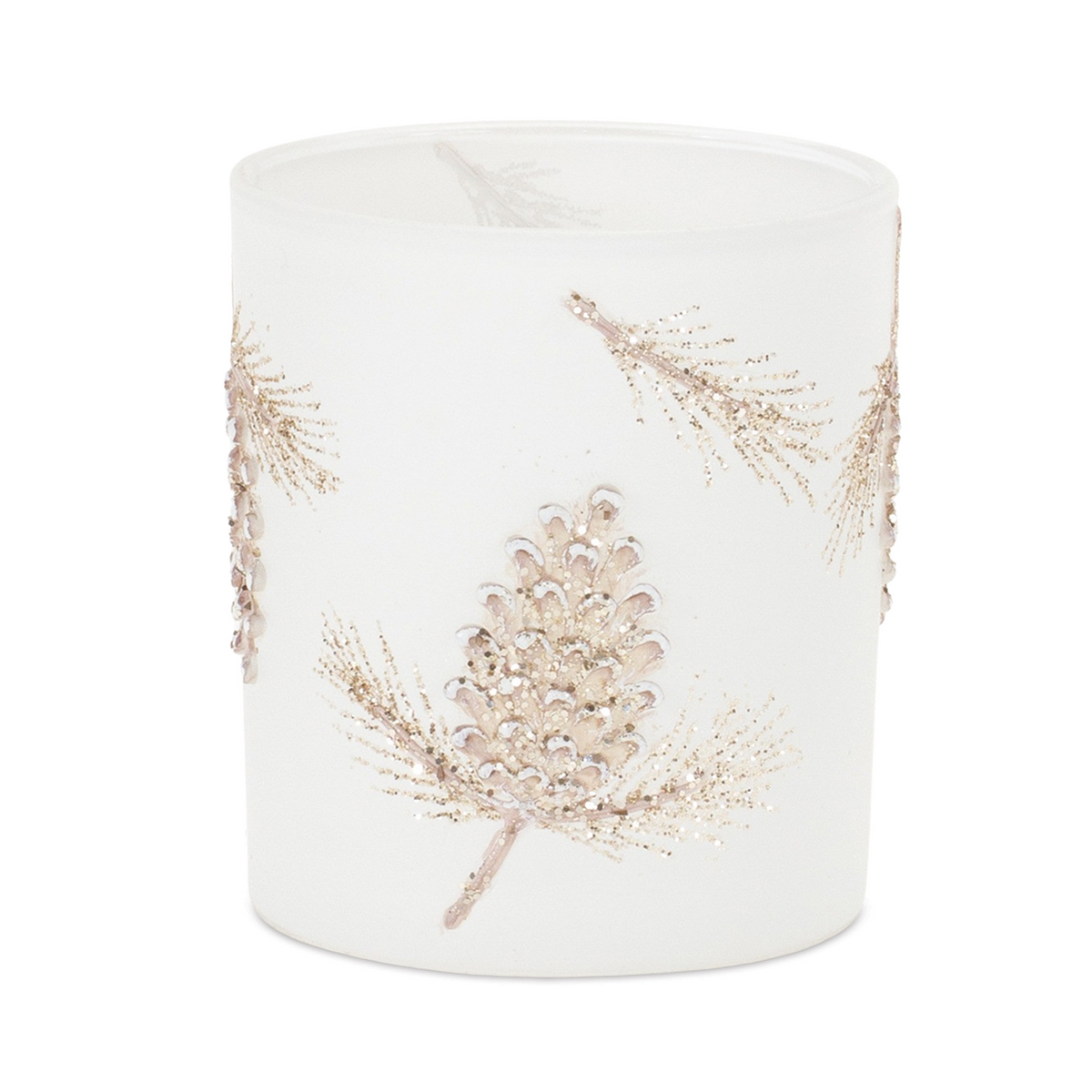 Glittered Pine Cone Candle Holder (Set of 6) -Ship Only