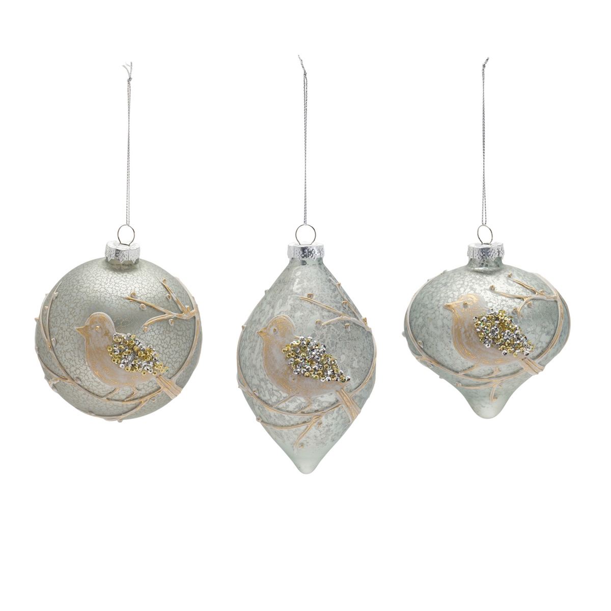 Ornament (Set of 6) 4.75"H, 4.75"H, 6"H Glass -Ship Only
