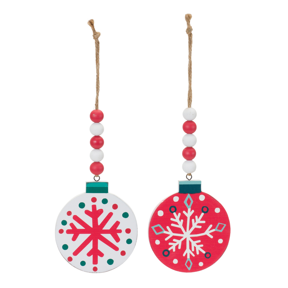 Wood Beaded Snowflake Ornament (Set of 12) -Ship Only