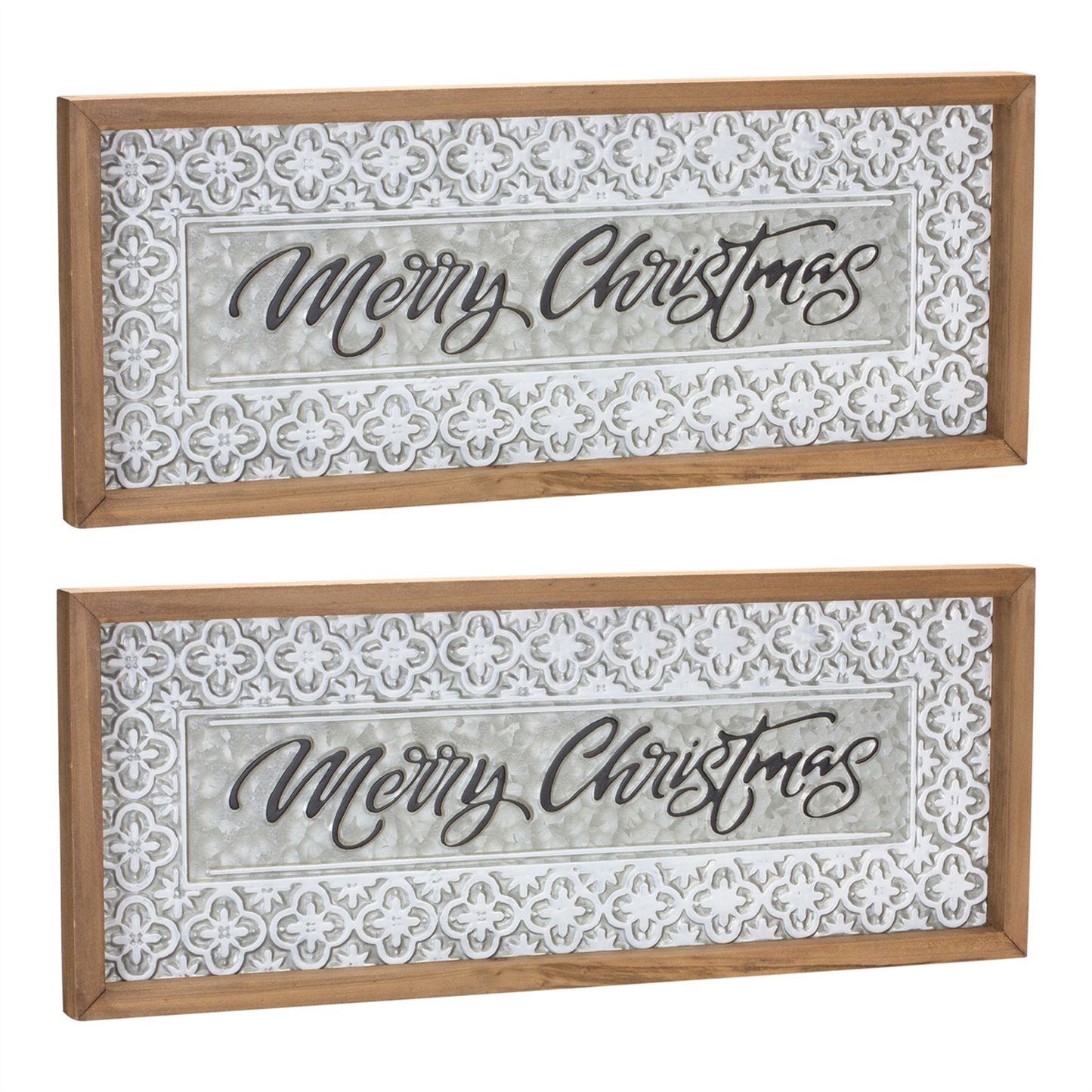 Ornate Metal Merry Christmas Sign (Set of 2) -Ship Only