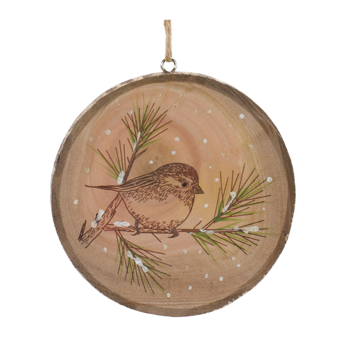 Bird Disc Ornament (Set of 12) 4”H Wood -Ship Only