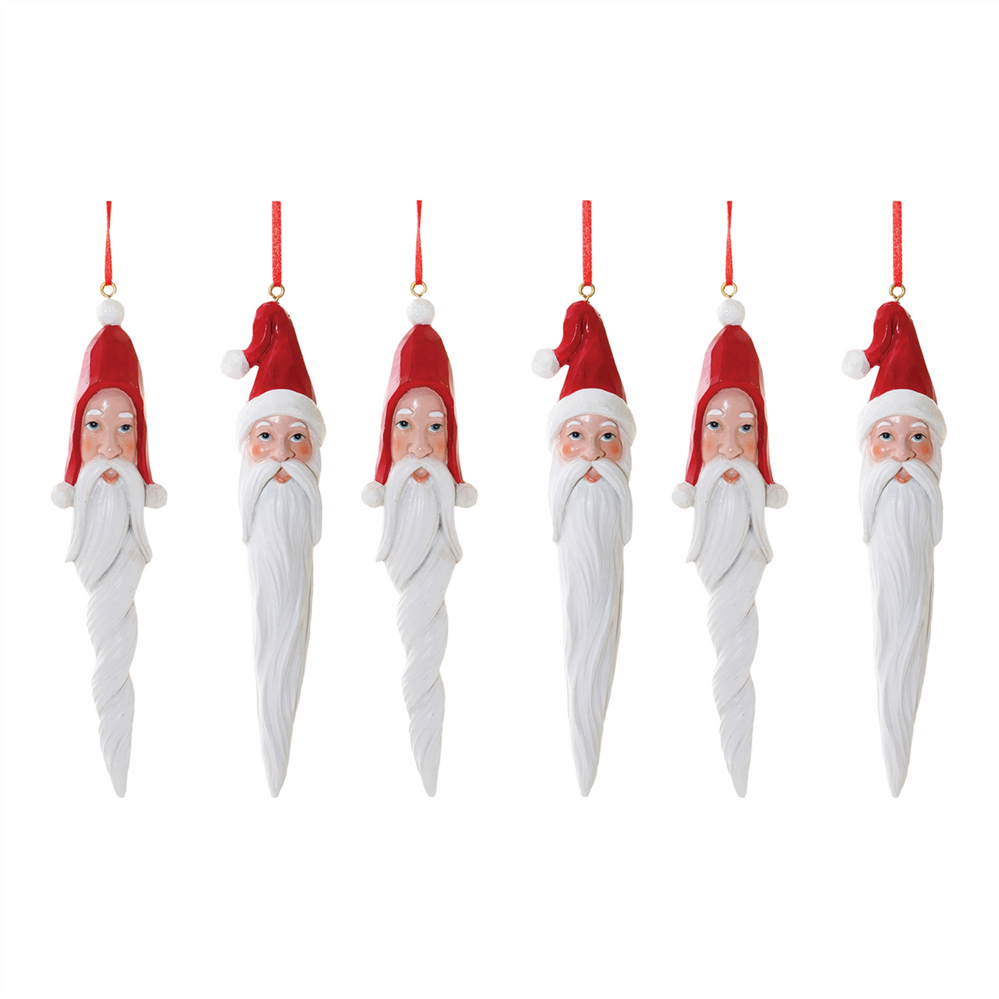 Carved Santa Drop Ornament (Set of 6) -Ship Only