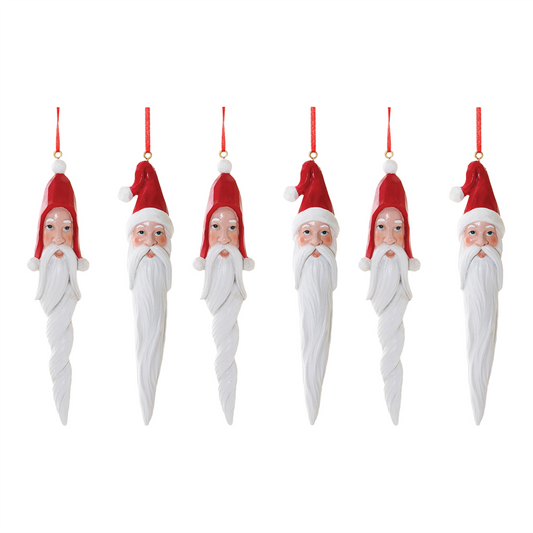 Carved Santa Drop Ornament (Set of 6) -Ship Only