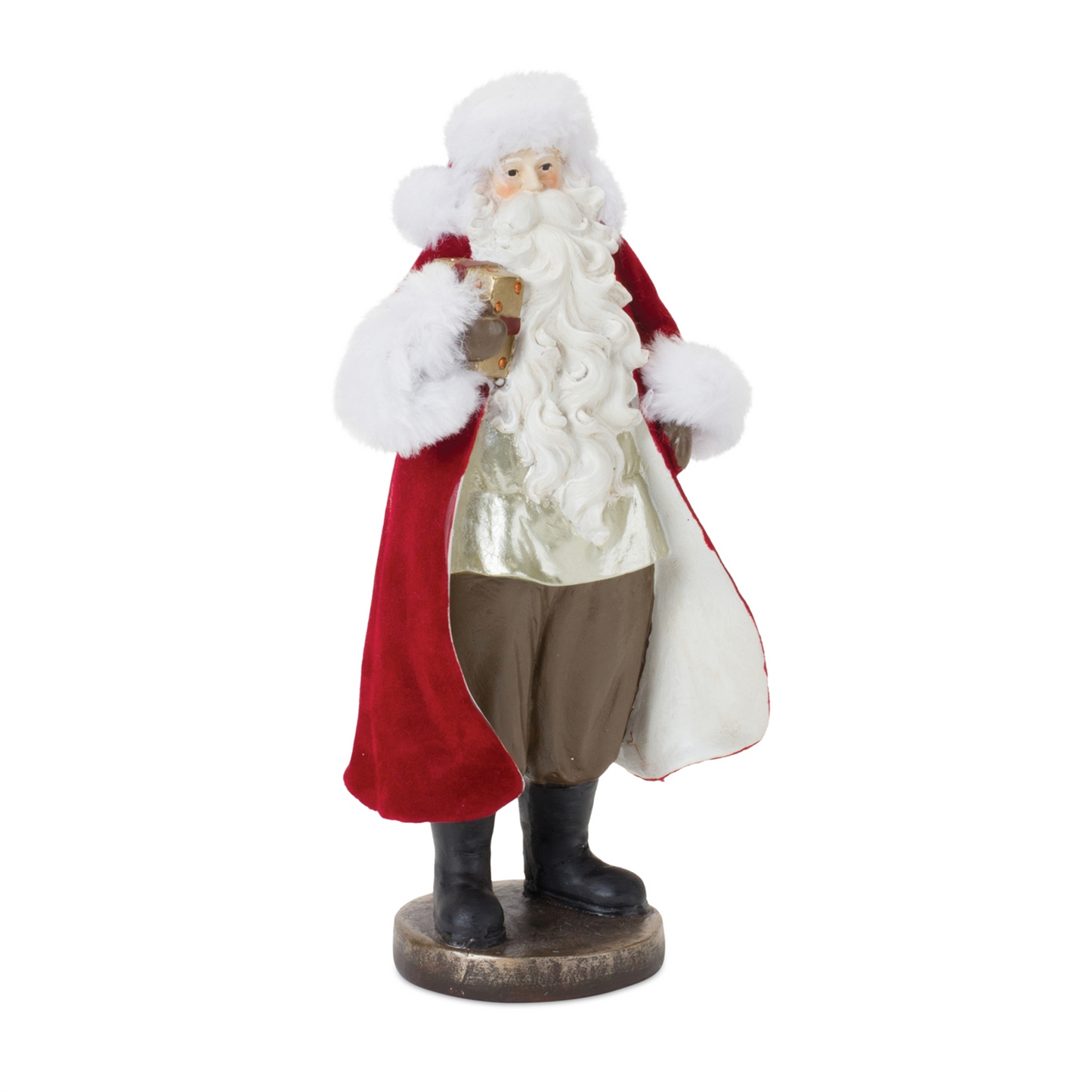 Flocked Santa Figurine with Toy Accents (Set of 2) -Ship Only