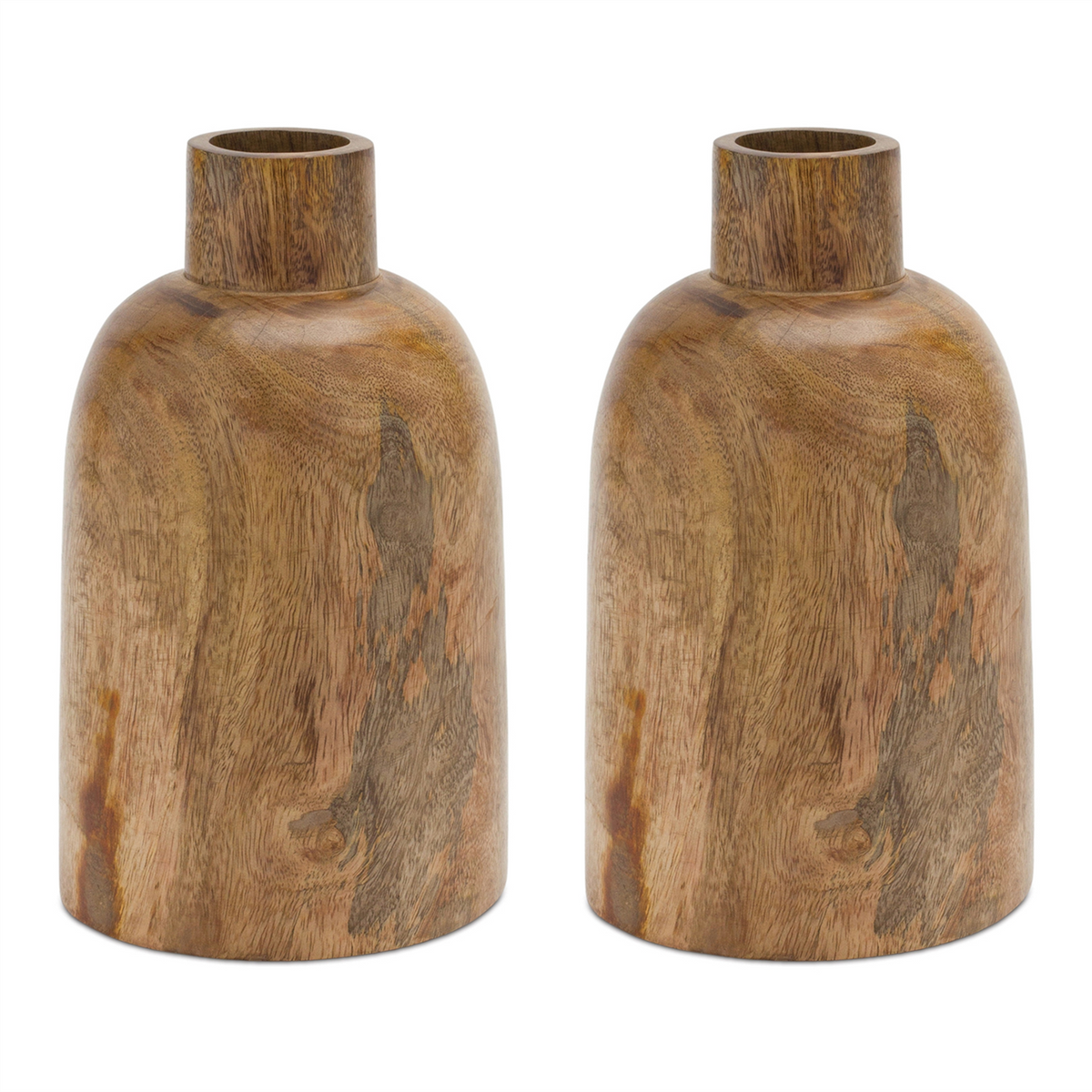 Vase (Set of 2) 8.75”H Wood -Ship Only