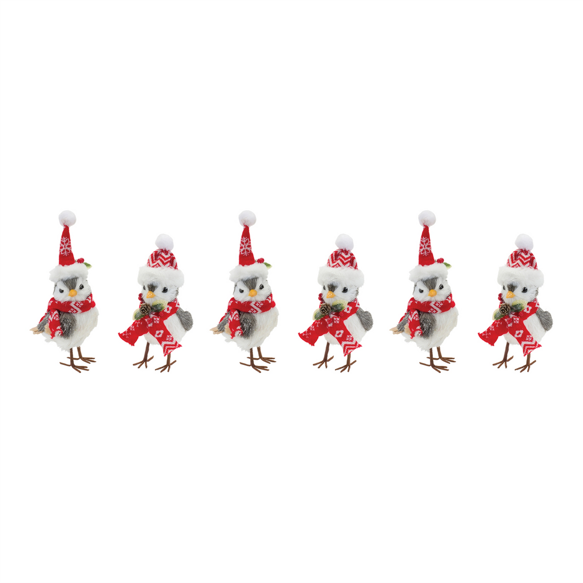 Winter Bird with Hat and Scarf Accent (Set of 6) -Ship Only