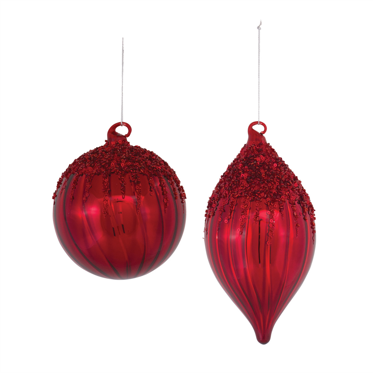 Sequined Glass Ornament (Set of 4) -Ship Only