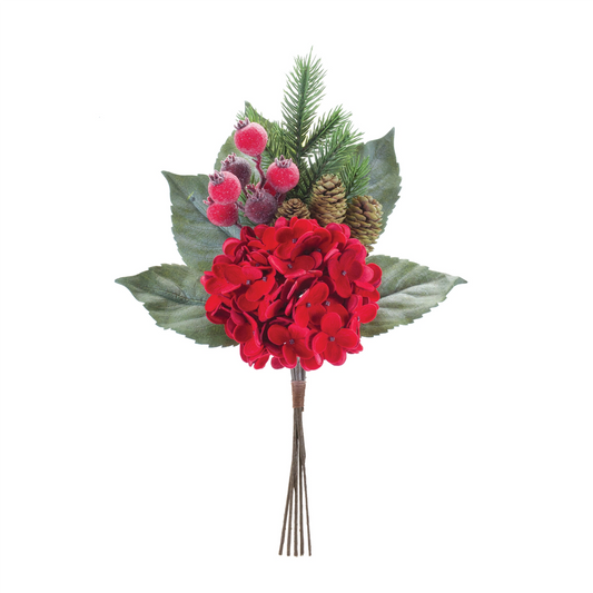 Hydrangea/Pine Pick (Set of 2) 18.5"H Polyester -Ship Only
