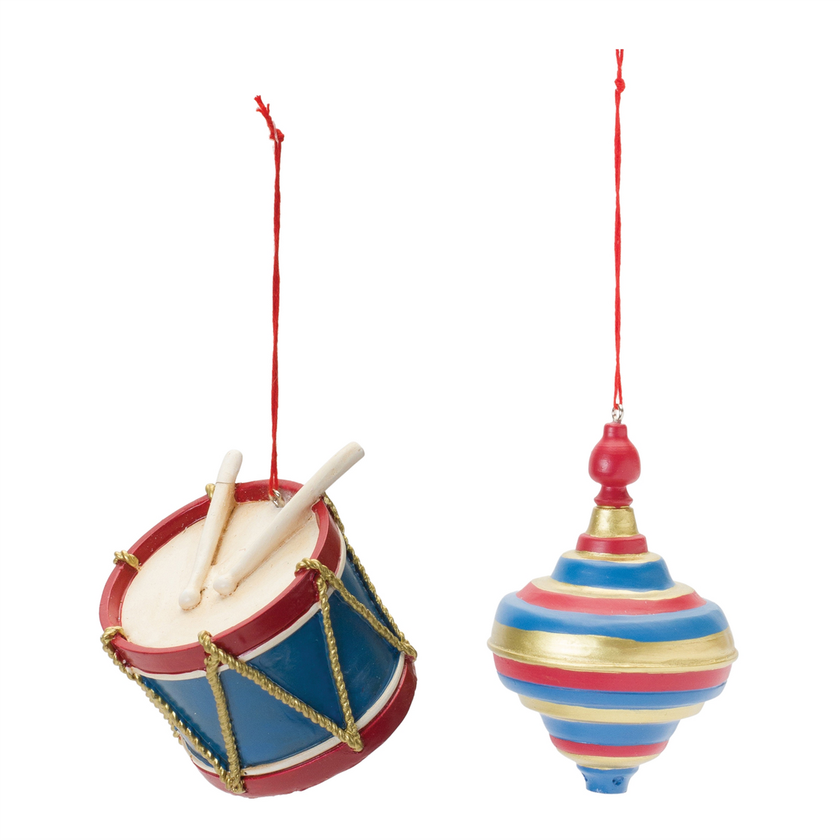 Toy Drum and Top Spinner Ornament (Set of 12) -Ship Only
