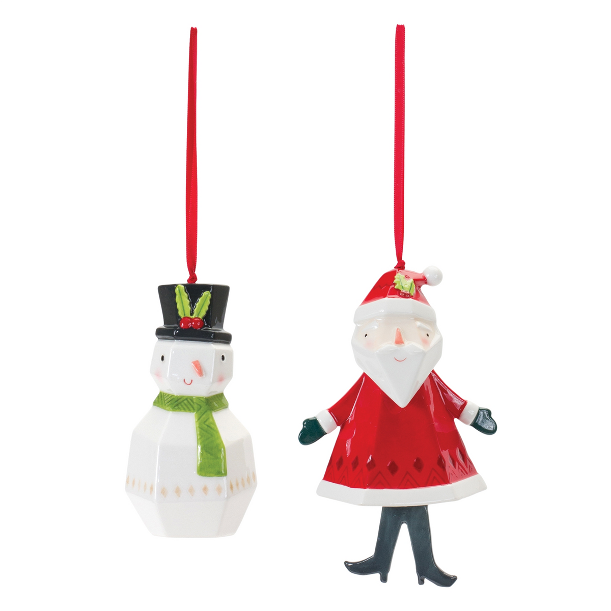 Whimsical Santa and Snowman Ornament (Set of 6) -Ship Only