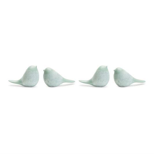 Modern Etched Bird Figurine (set of 4) -Ship Only